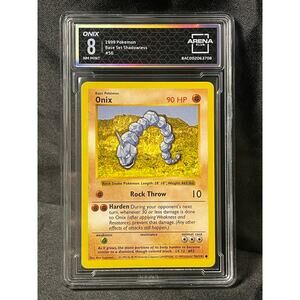 1999 Onix Shadowless #56 Pokémon Base Set ArenaClub Graded NM MINT 8